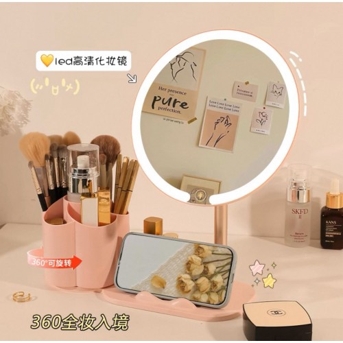 Espejo de maquillaje LED con organizador integrado para tocador mayoreo 1693082