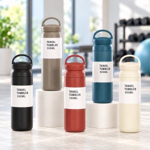 Termo de Viaje de 500 ml con Tapa y Asa en Colores Surtidos por Mayoreo