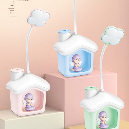 Lámpara de escritorio en forma de casita y sacapuntas, luz led suave, ideal para niños, venta por mayoreo 17273-7