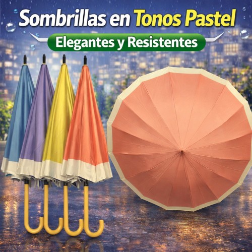 Sombrilla en Tonos Pastel con Borde Contrastante por Mayoreo 1755-3 Sombrilla en Tonos Pastel con Borde Contrastante por Mayoreo 1755-3