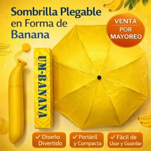 Paraguas Plegable con Estuche en Forma de Banana por Mayoreo 1755-6