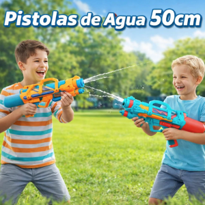 Pistola de agua tipo Gatling de 50cm ideal para juegos de verano y exteriores. Diseño llamativo y divertida. Venta por mayoreo 1933-1