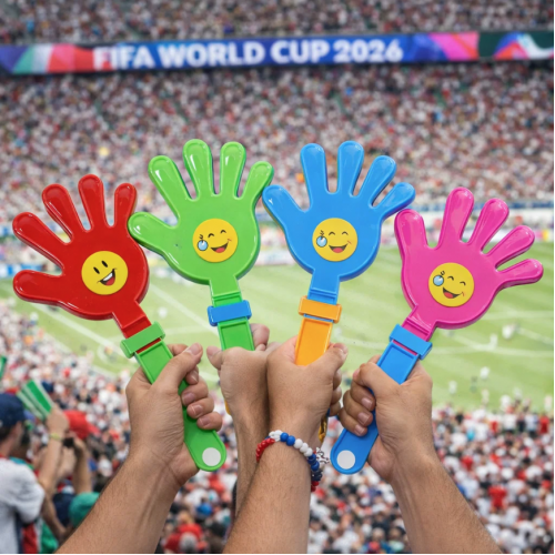 Mano aplaudidora de plástico de 32 cm, ideal para animar partidos, eventos deportivos y celebraciones de la Copa del Mundo 2026. Venta por mayoreo 2159-5