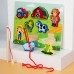 Rompecabezas didáctico infantil de madera, con figuras de animales y transporte, incluye caña de pescar magnética y juego de ensartar, ideal para motricidad, venta al por mayor, 2188B-12