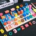 Tablero didáctico de madera multifuncional, con números, figuras, aros y pesca magnética, para aprendizaje y motricidad infantil, venta al por mayor, 2188B-19
