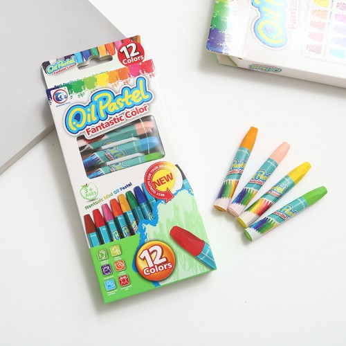 Caja de crayones pastel al óleo de 12 colores vibrantes 22483-7, ideal para niños y artistas, venta por mayoreo