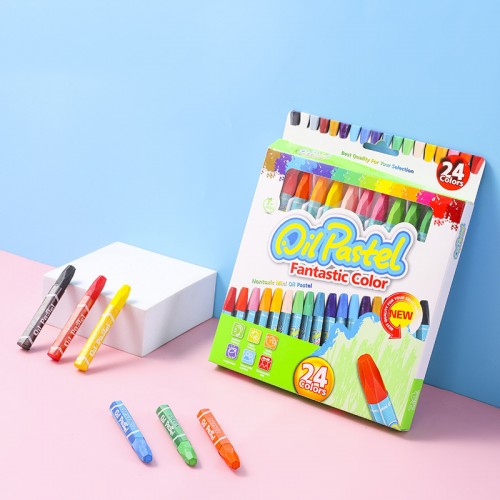 Caja de crayones pastel al óleo de 24 colores vibrantes 22483-8, ideal para niños y artistas, venta por mayoreo