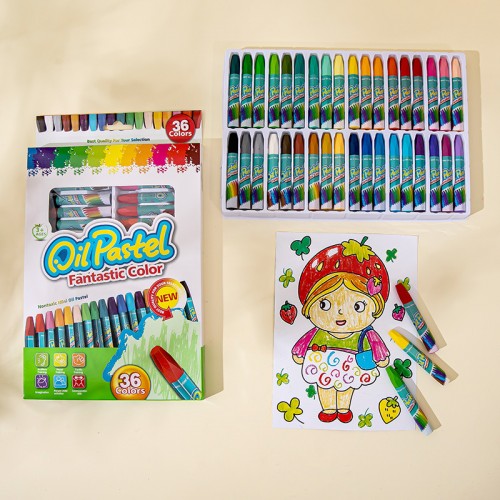 Caja de crayones pastel al óleo de 36  colores vibrantes 22483-9 ideal para niños y artistas, venta por mayoreo