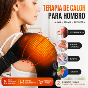 Hombrera eléctrica con ajuste envolvente, botón de encendido, ideal para uso en el hombro. Venta por mayoreo