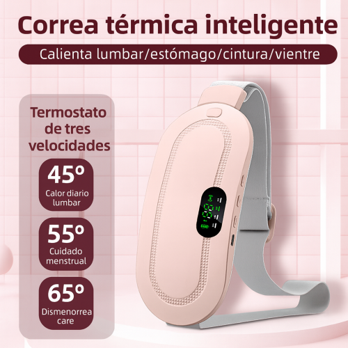 Correa térmica inteligente con pantalla digital y control de temperatura en tres niveles. Proporciona calor terapéutico para aliviar dolores lumbares, menstruales o de estómago , mayoreo 23521-8