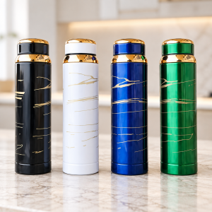 Termo de 1000 ml con Diseño de Vetas Doradas y Colores Surtidos por Mayoreo