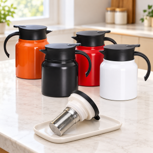 Termo Jarra para Té de 1000 ml con Infusor Extraíble, Asa y Pico Vertedor por Mayoreo