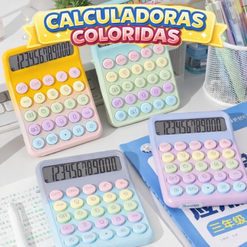 Calculadora Electrónica de Colores Pastel con Botones Redondos por Mayoreo 24750-13