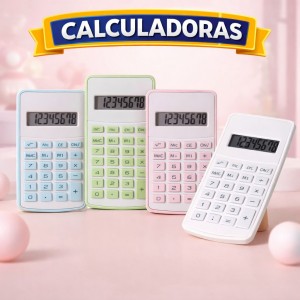 Calculadora Electrónica Compacta de Colores Pastel por Mayoreo 24750-7