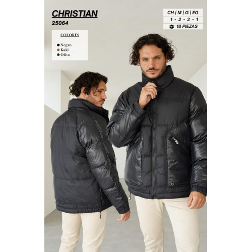 Chamarra acolchada para hombre . Diseño térmico, ligero y moderno con cierre frontal y bolsas con zipper. Chamarra cómoda y ligera.    Calidad PREMIUM Venta al por mayor 25064 