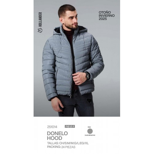 Chamarra acolchada para hombre diseño térmico con gorro y acabado plata reflectivo. Ideal para clima frío, ligera y cómoda Con Forro de Peluche. Gorro desmontable. Venta al por mayor 251014 Chamarra acolchada para hombre diseño térmico con gorro y acabado plata reflectivo. Ideal para clima frío, ligera y cómoda Con Forro de Peluche. Gorro desmontable. Venta al por mayor 251014