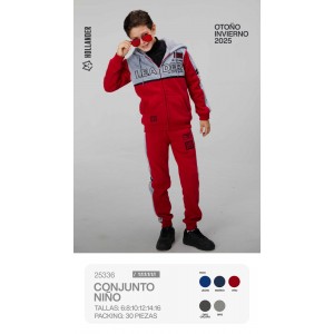 Conjunto deportivo para niño  Incluye sudadera con cierre y pants cómodos. Ideal para la temporada Otoño-Invierno 2025 Sudadera con Forro cálido .  Venta al por mayor 25336