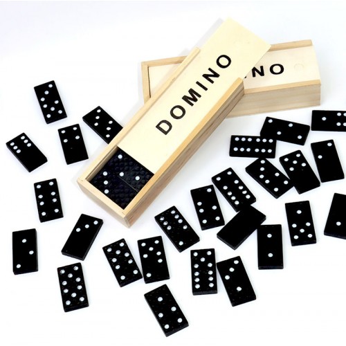 Dominó Clásico Negro en Caja de Madera – Juego de Mesa – Mayoreo  25520-2
