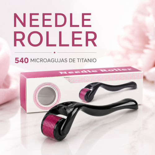 Rodillo de microagujas para la piel con 540 microagujas de titanio, ideal para el cuidado facial en casa. Venta por mayoreo Rodillo de microagujas para la piel con 540 microagujas de titanio, ideal para el cuidado facial en casa. Venta por mayoreo