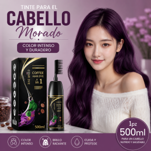 Tinte para el cabello color morado en presentación de 500ml. Ideal para uso personal. Venta por mayoreo