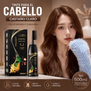Tinte para el cabello tono castaño claro en presentación de 500m Ideal para uso personal. Venta por mayoreo