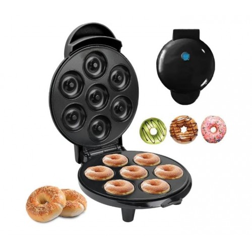 Máquina eléctrica para hacer donas mini donuts, plancha antiadherente doble con capacidad para 7 piezas, cocción uniforme de doble cara, ideal para repostería casera, desayunos y fiestas, Mayoreo 882662