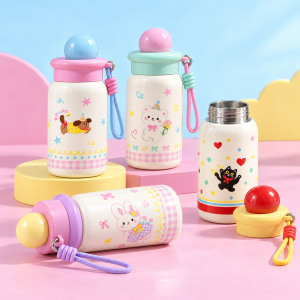 Termo Infantil Esférico de 500 ml con Cordón y Diseños Animados por Mayoreo