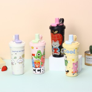Vaso Térmico Infantil de 420 ml con Doble Boquilla y Diseños de Caricatura por Mayoreo