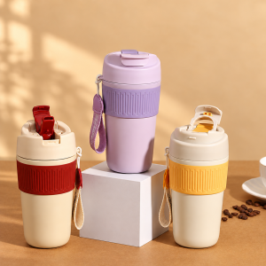 Vaso Térmico para Café de 450 ml con Doble Boquilla y Colores Surtidos por Mayoreo