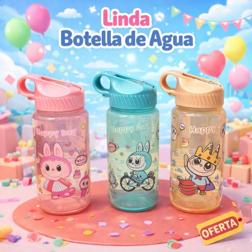 Botella de Agua Infantil con Tapa Abatible por Mayoreo 2700