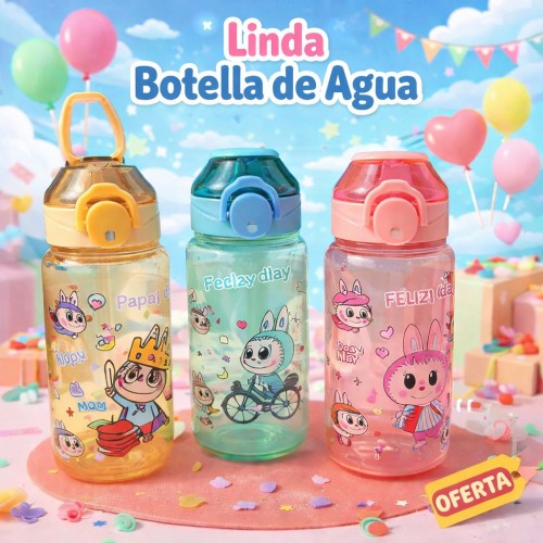 Botella de Agua Infantil con Tapa Abatible por Mayoreo 2704-1