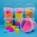 Arena mágica para niños con moldes en cubeta, ideal para juego sensorial y creativo, venta por mayoreo, código 4X24  2707-2