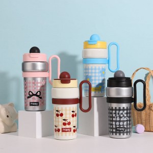 Termo de 30 oz / 900 ml con Popote, Asa y Diseños Surtidos por Mayoreo