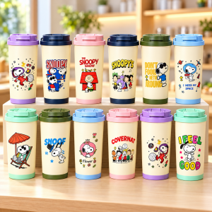 Vaso Térmico Infantil Snoopy de 500 ml con Interior de Acero Inoxidable y Tapa Antiderrames por Mayoreo
