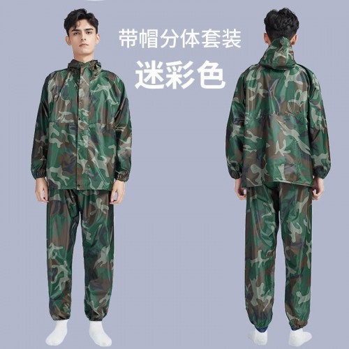 Impermeable traje de dos piezas con pantalón de estilo camuflaje para lluvias (tallas variadas) al por mayor 286