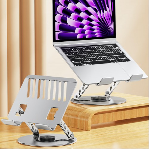 Soporte metálico para tablet y laptop ajustable 360ª con base anti-derrapante 30068