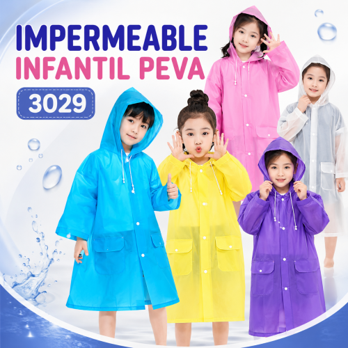 Impermeable infantil PEVA en colores surtidos. Ideal para días de lluvia. Venta por mayoreo Impermeable infantil PEVA en colores surtidos. Ideal para días de lluvia. Venta por mayoreo