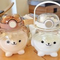 Botella de agua para niños con diseño adorable de animalitos, tapa con pajilla y asa para fácil transporte venta al por mayor  3034VASO