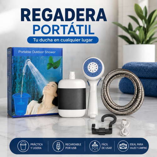 Regadera portátil eléctrica con conexión USB, incluye bomba sumergible, manguera flexible y cabezal de ducha con gancho. Venta al por mayor Regadera portátil eléctrica con conexión USB, incluye bomba sumergible, manguera flexible y cabezal de ducha con gancho. Venta al por mayor