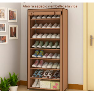 Zapatero organizador de tela con estructura metálica resistente y cubierta con cierre. Cuenta con 9 niveles amplios para almacenar hasta 27 pares de zapatos VENTA AL POR MAYOR 34122-15