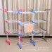 Tendedero portátil de 3 niveles con ruedas giratorias, estructura plegable ajustable para ropa, práctico para interiores o exteriores, venta por mayoreo 34122-25