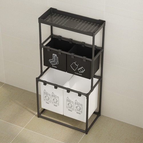 Organizador de ropa sucia con 4 compartimentos extraíbles para separar calcetines, ropa interior, ropa blanca y ropa oscura venta al por mayor  34122-29