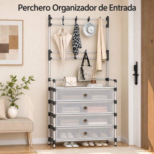 Organizador práctico y moderno con estructura metálica y cajones tipo tela por Mayoreo