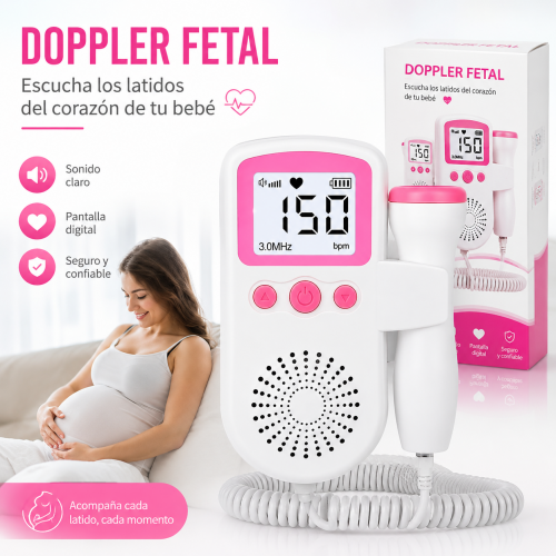 Doppler fetal portátil con pantalla digital LCD y sonda de alta sensibilidad para escuchar los latidos del corazón del bebé desde casa Venta al por mayor