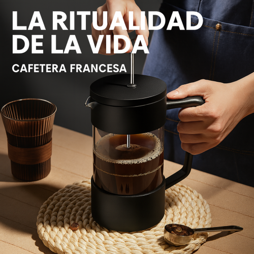 Cafetera portátil de prensa francesa ideal para preparar café de manera rápida con filtro, para uso doméstico, tetera. De uso manual, Mayoreo 600ML 34142-106