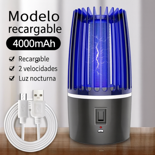 Lámpara eléctrica antimosquitos con luz UV, atrapa insectos voladores, recargable con botón de encendido, modelo 34142-30-5, venta al por mayor 34142-30