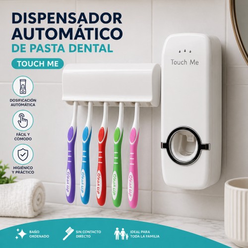Dispensador Automático de Pasta Dental con Portacepillos para 5 Cepillos  Montaje en Pared  Higiénico y Práctico, Mayoreo 34142-63