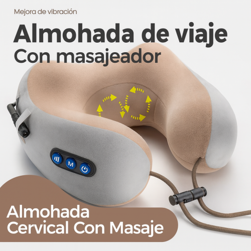 Almohada cervical de viaje con masaje vibratorio y soporte ergonómico, cojín recargable para cuello ideal para avión, auto, oficina y descanso en casa Venta al por mayor 34142-65 