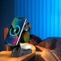 Base de carga inalámbrica 4 en 1 con altavoz Bluetooth – estación multifuncional para celular, reloj inteligente y audífonos – soporte elegante con luz LED y carga rápida USB-C, Mayoreo 34142-69