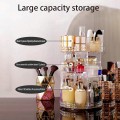 Organizador giratorio de maquillaje acrílico transparente 360°, estante ajustable para perfumes, cremas, brochas y cosméticos – Organizador elegante para tocador y baño Venta al por mayor CL-CX199